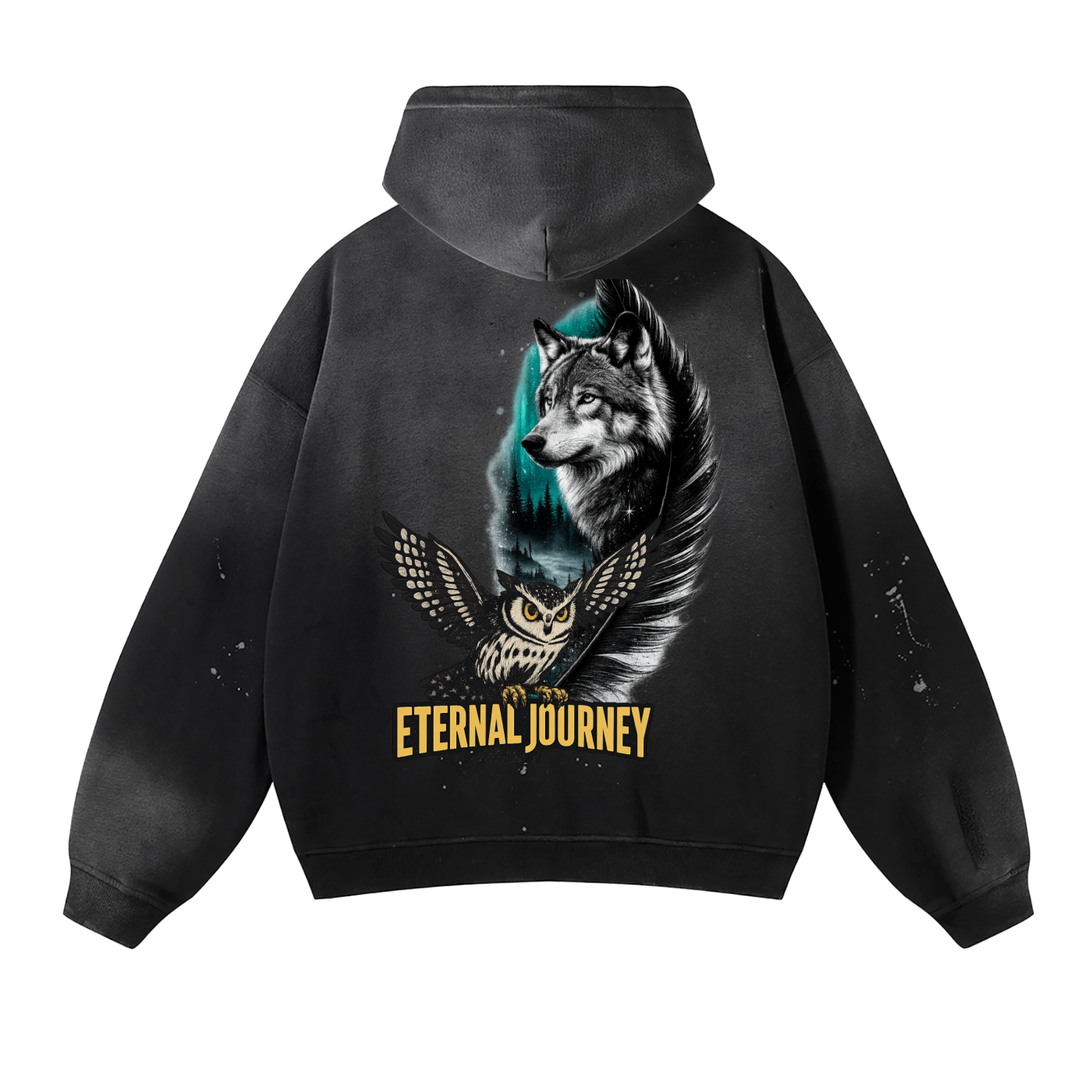 Vintage Washed Frayed Fleece Hoodie