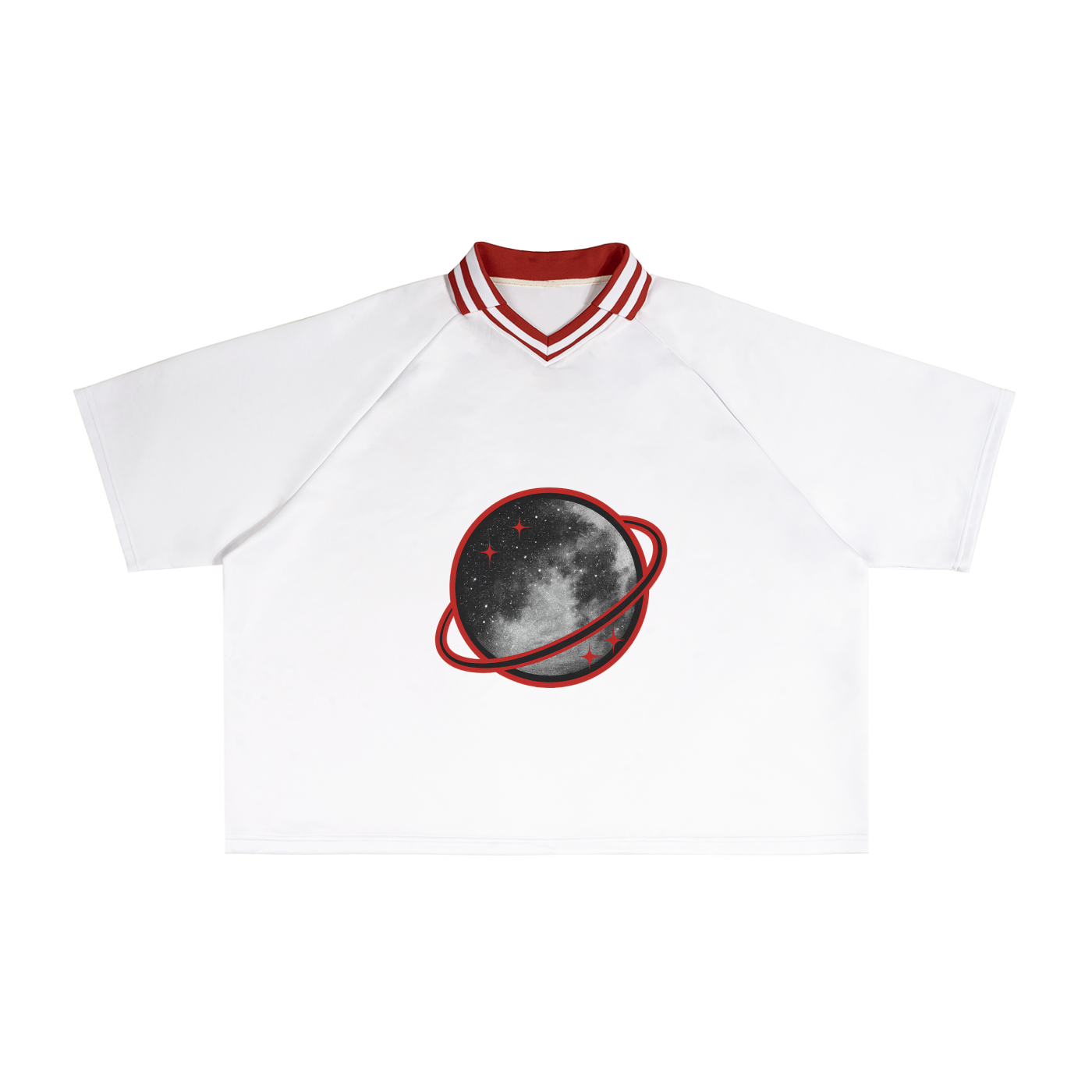 Contrast Lapel Collar Boxy T-Shirt