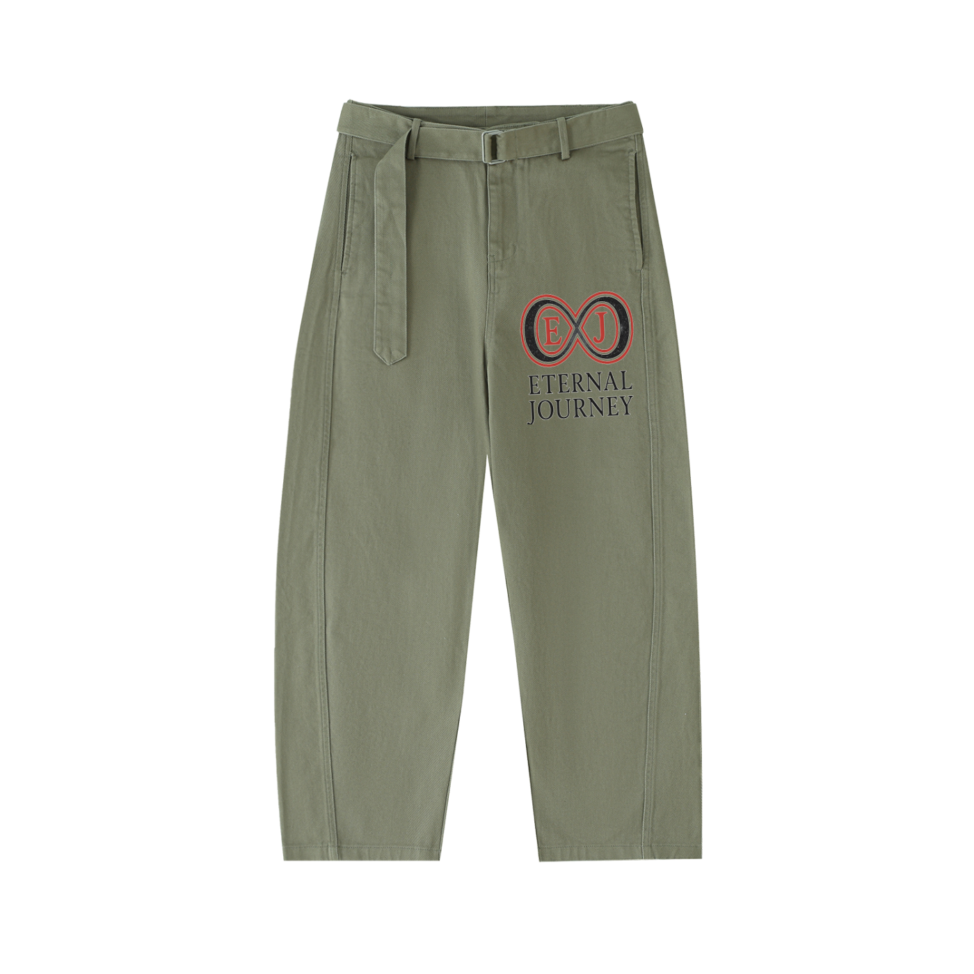 Belted Barrel-leg Chino Pants