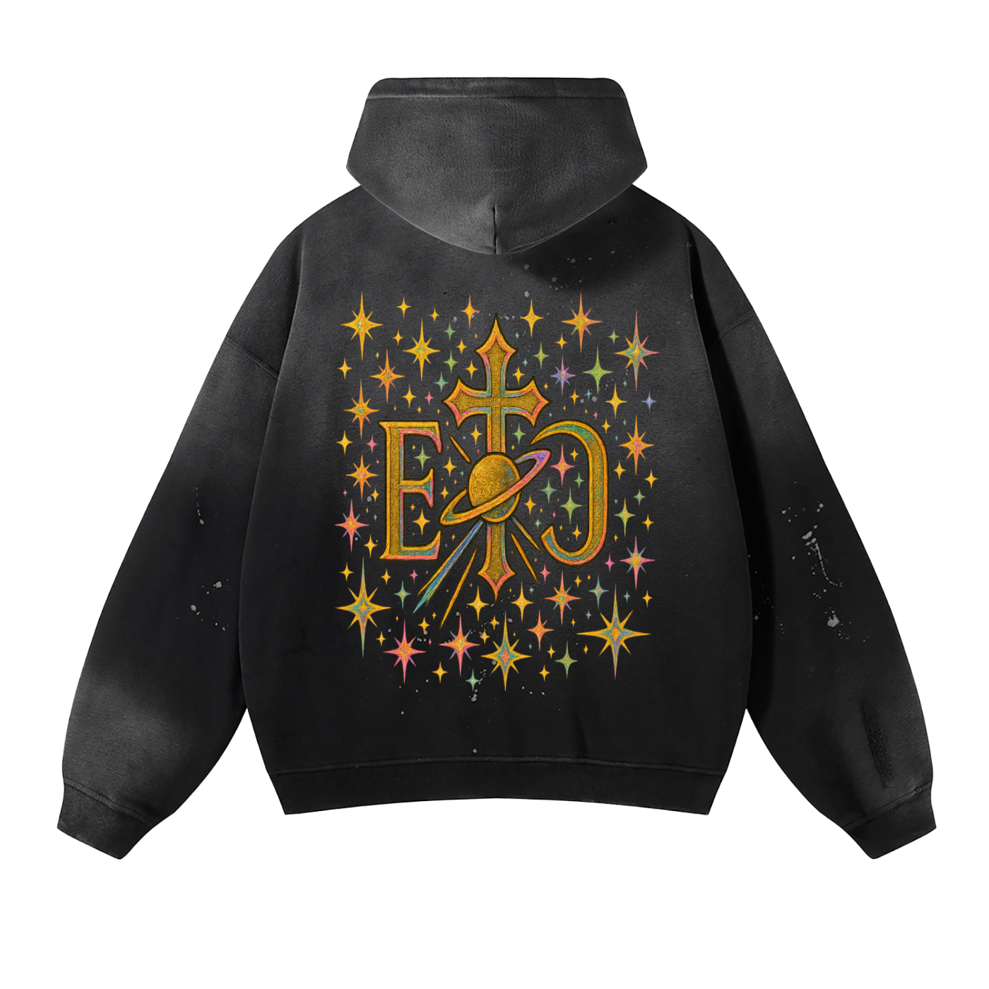 Vintage Washed Frayed Fleece Hoodie