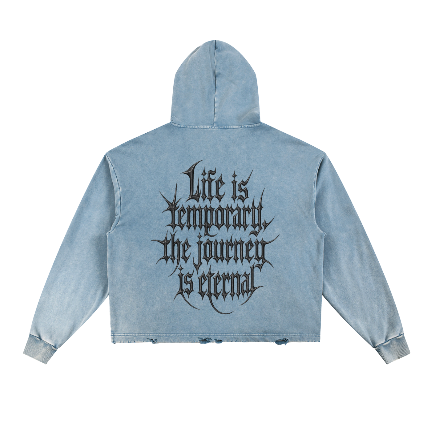 Vintage Washed Frayed-Hem Hoodie