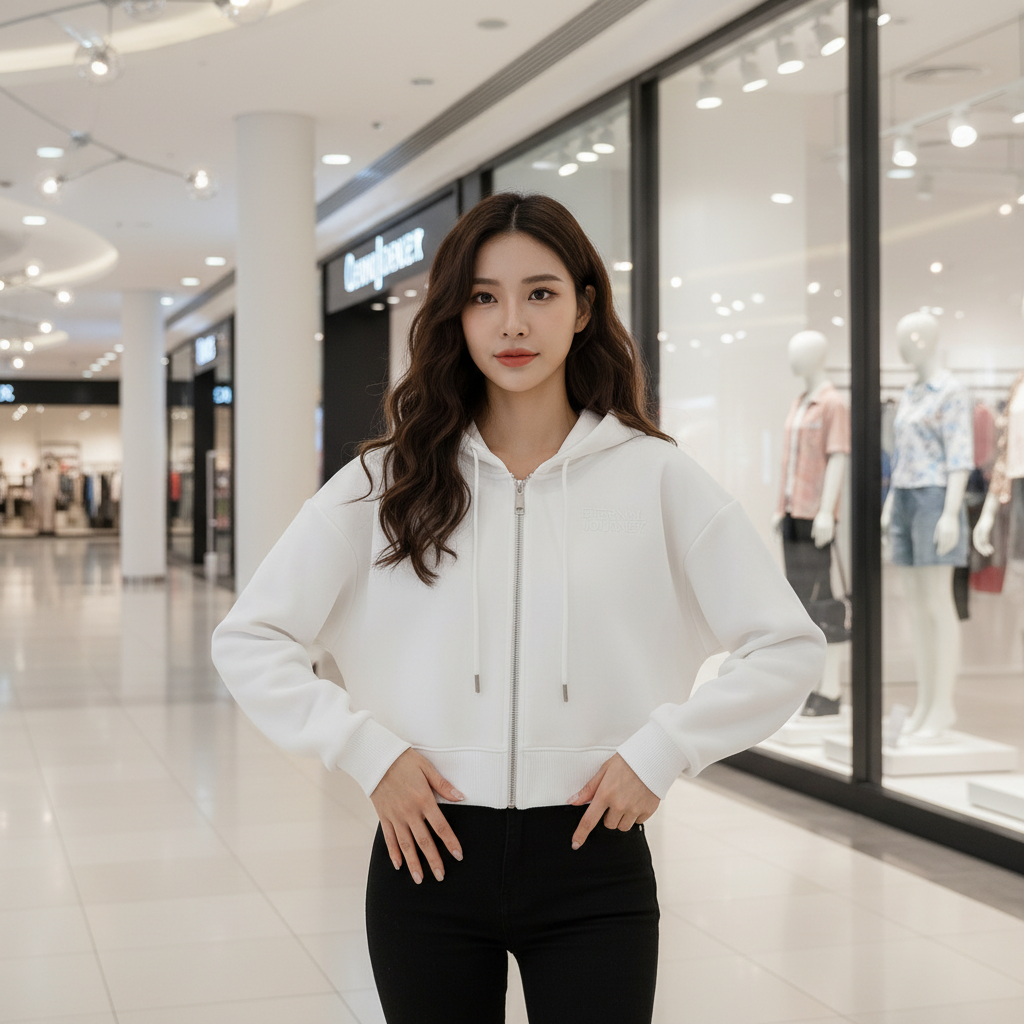 Essential Cropped Zip-Up Hoodie