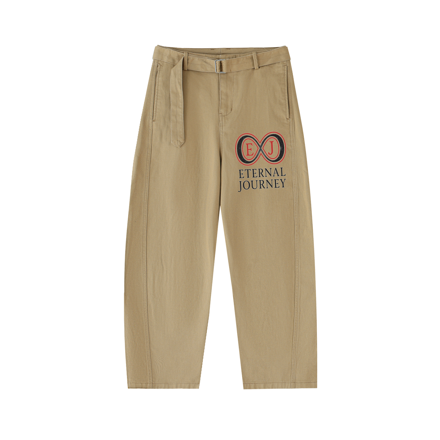 Belted Barrel-leg Chino Pants
