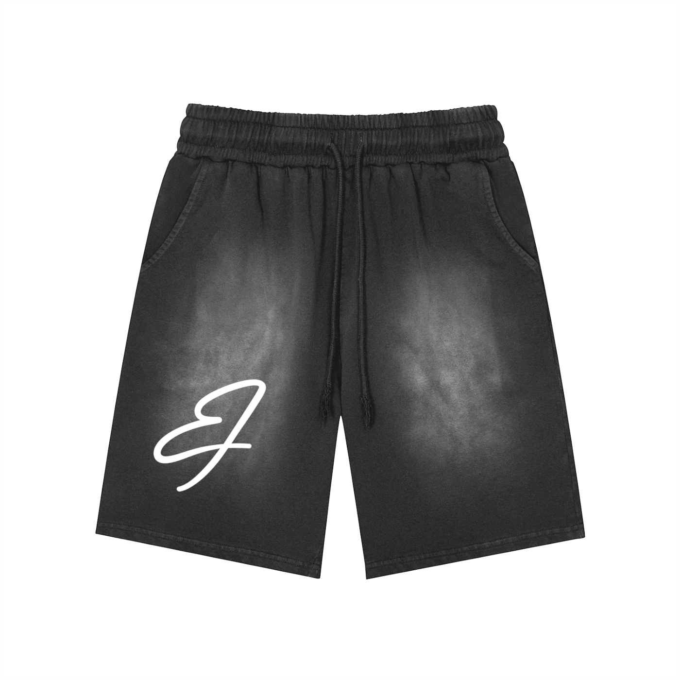 Rectangle Patch Monkey Washed Shorts