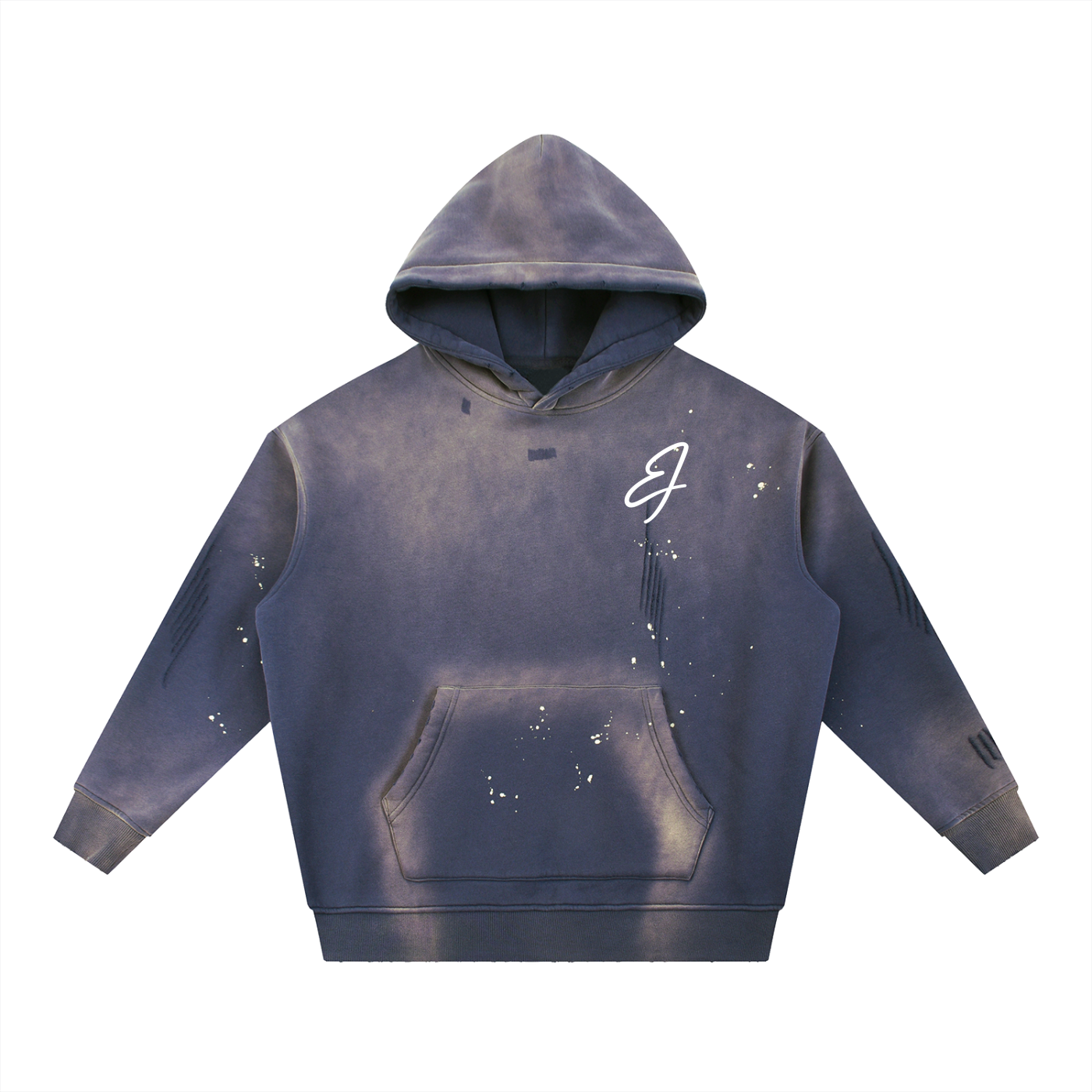 Vintage Washed Frayed Fleece Hoodie