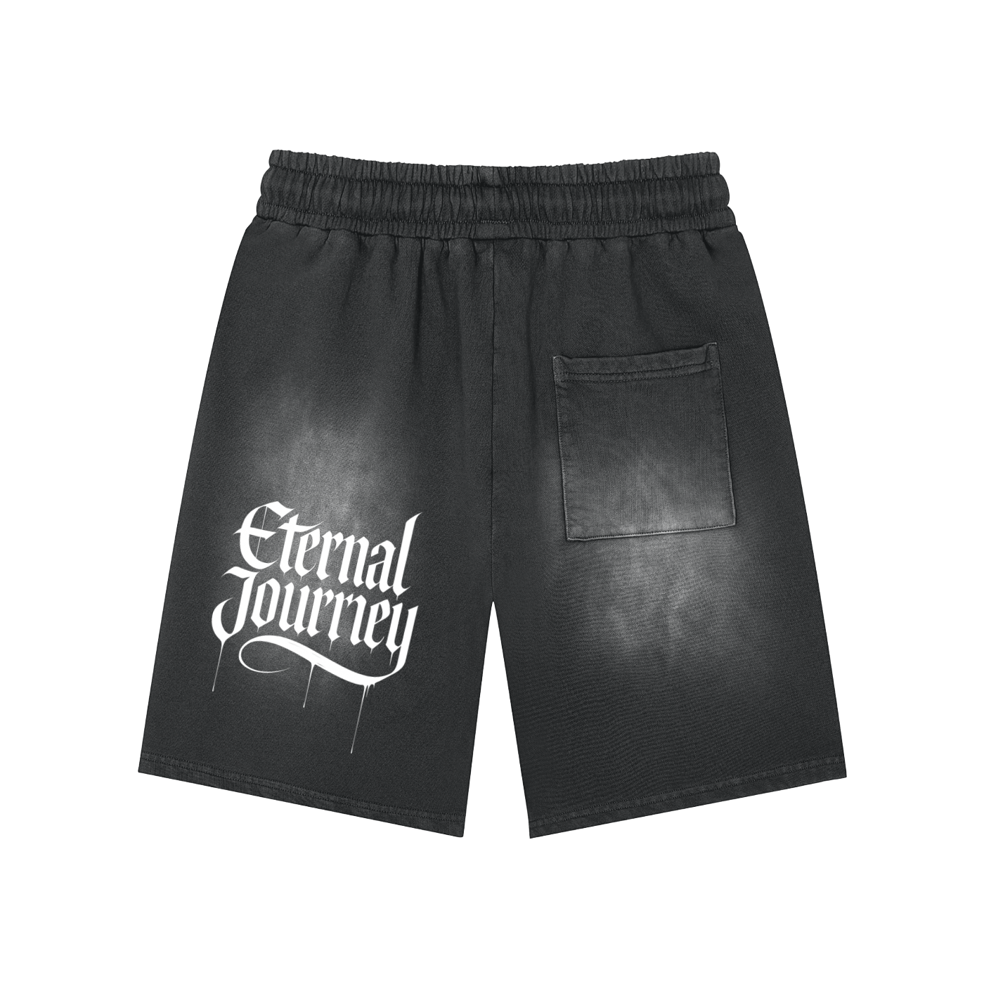 Rectangle Patch Monkey Washed Shorts