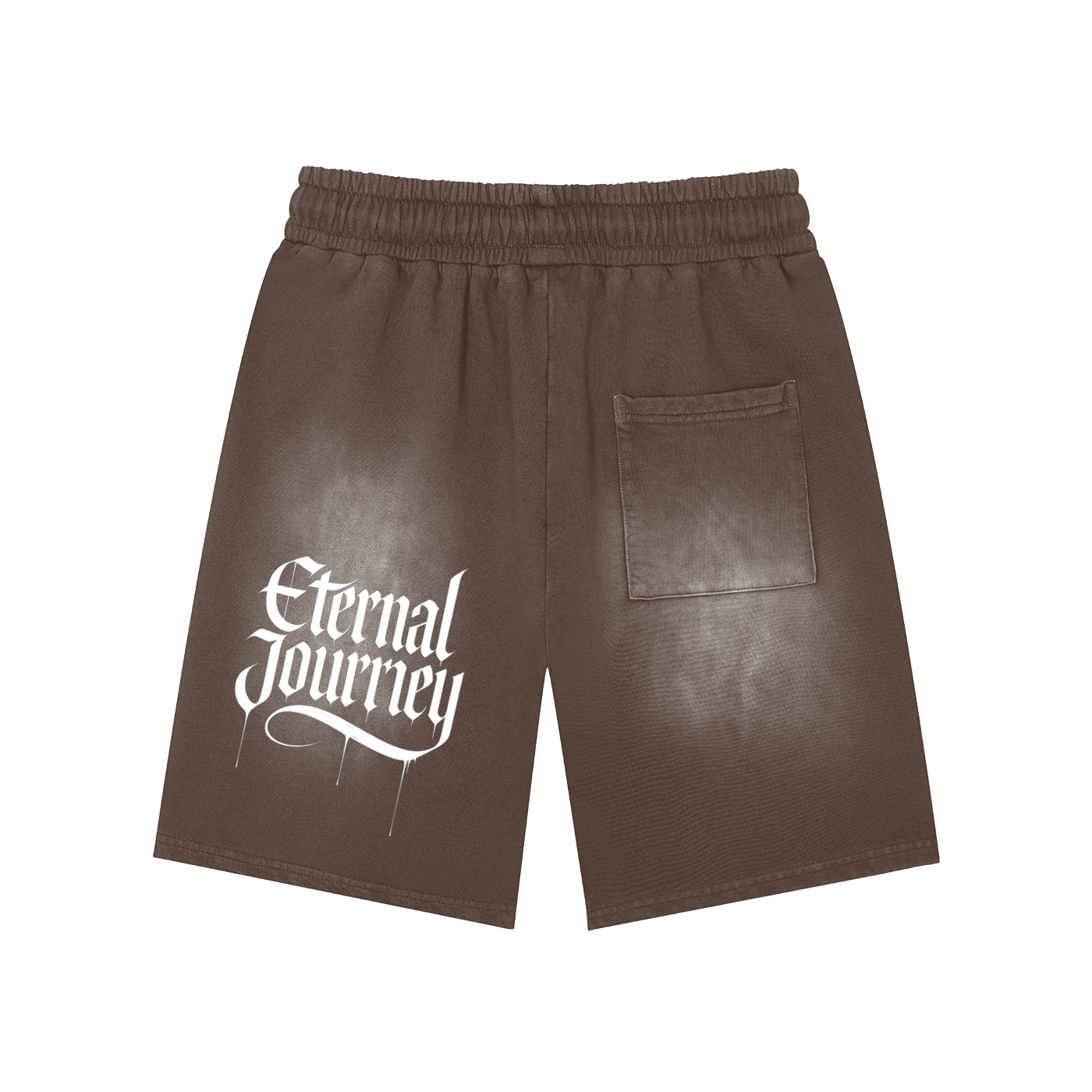 Rectangle Patch Monkey Washed Shorts