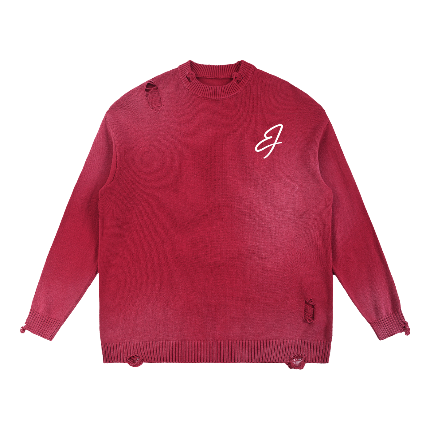 Sun Fade Distressed Ripped Crewneck sweater