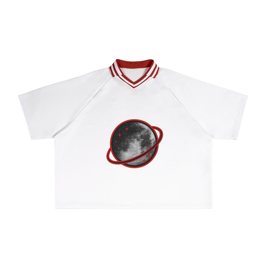 Contrast Lapel Collar Boxy T-Shirt