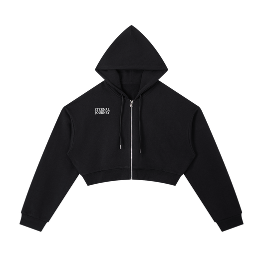 Essential Cropped Zip-Up Hoodie