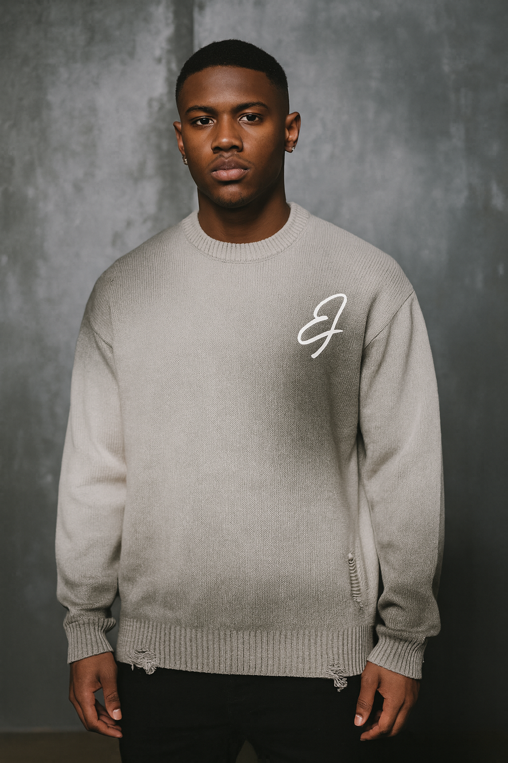 Sun Fade Distressed Ripped Crewneck sweater