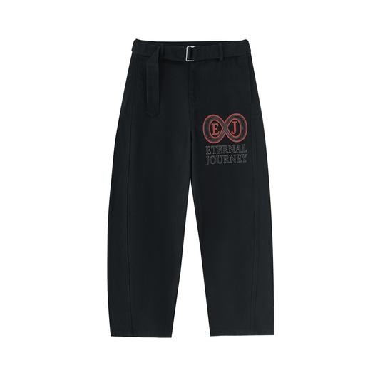 Belted Barrel-leg Chino Pants