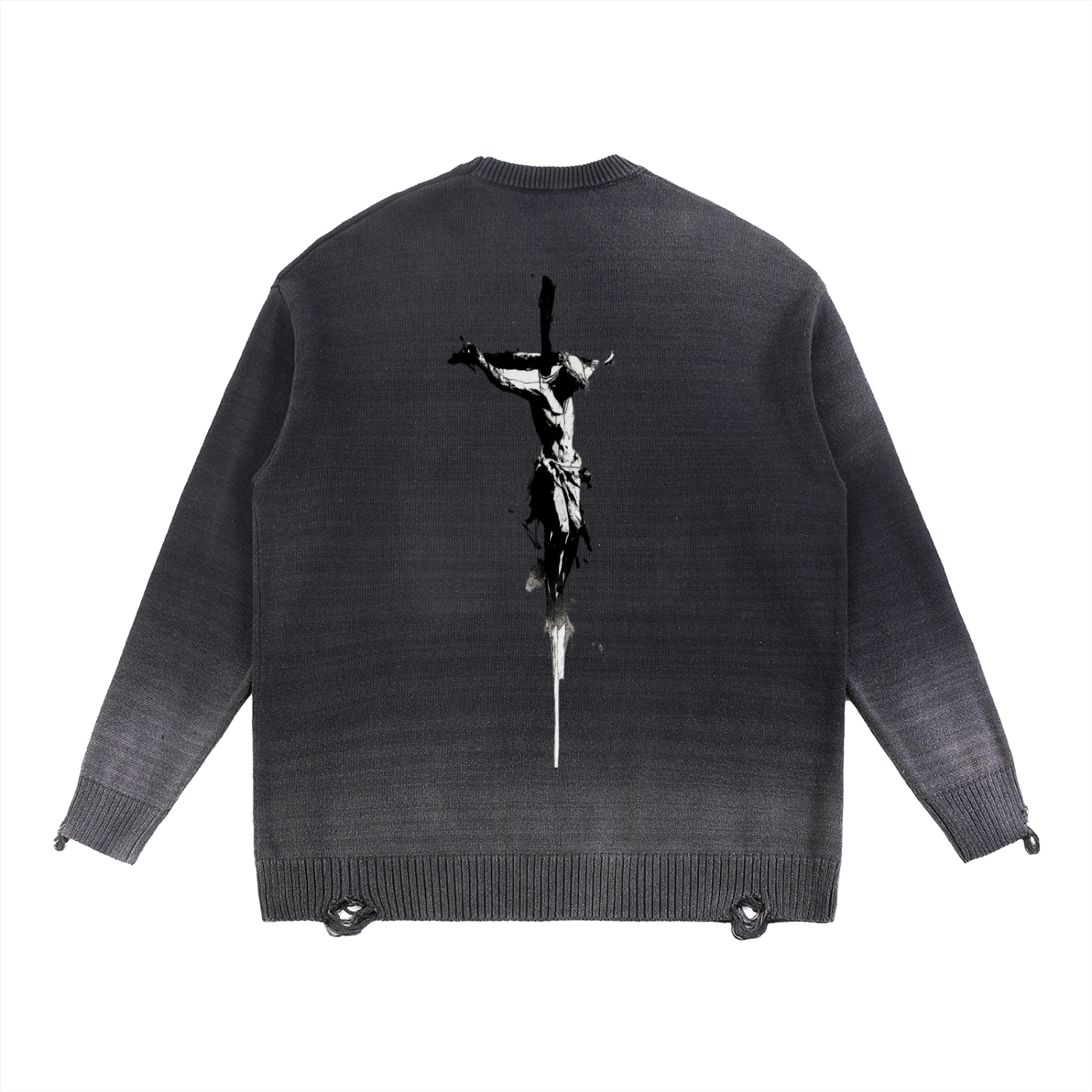 Sun Fade Distressed Ripped Crewneck sweater