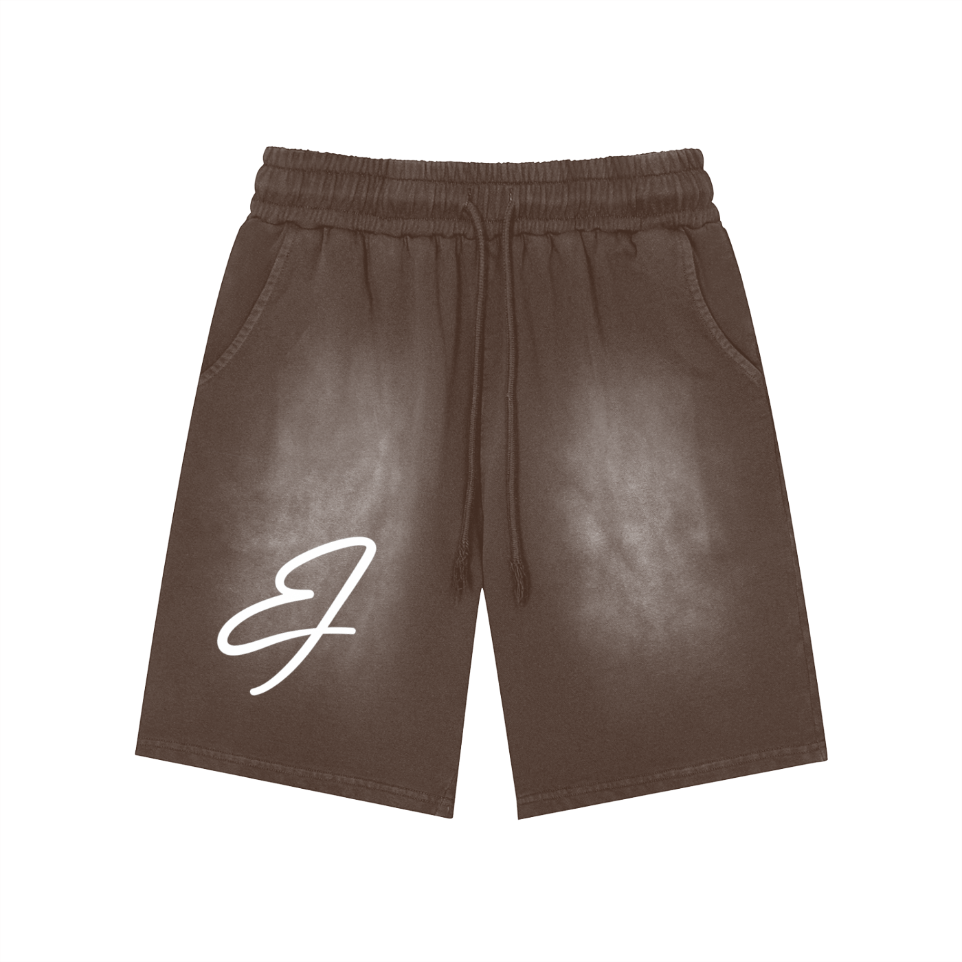 Rectangle Patch Monkey Washed Shorts