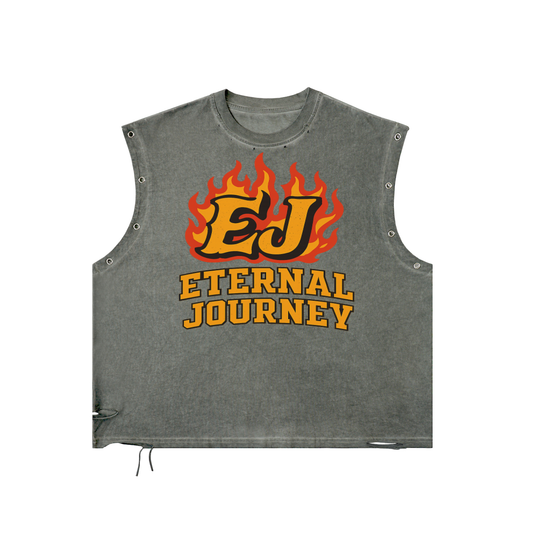 Distressed Grommet Eyelet Tank Top