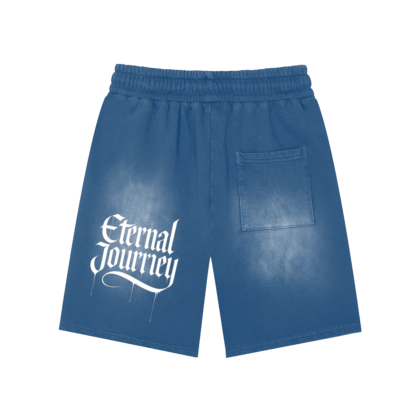 Rectangle Patch Monkey Washed Shorts