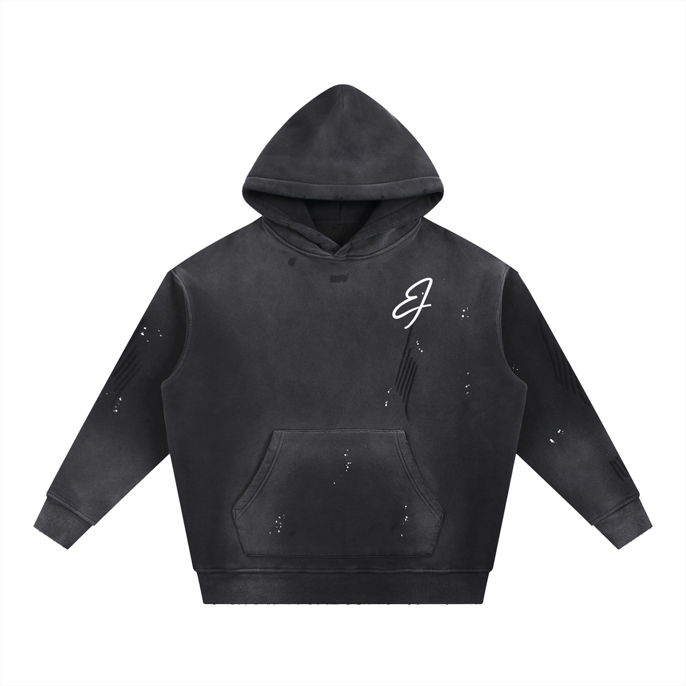 Vintage Washed Frayed Fleece Hoodie