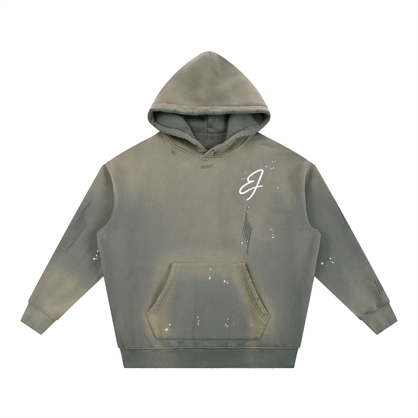 Vintage Washed Frayed Fleece Hoodie