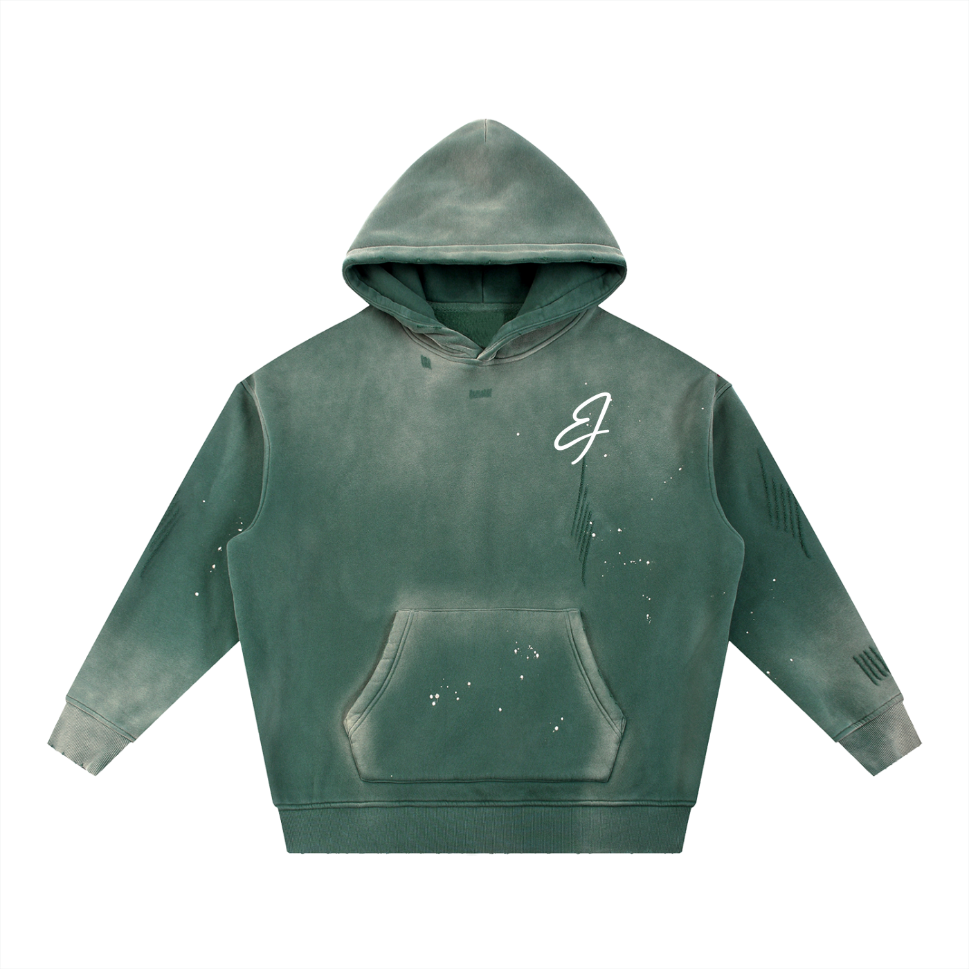 Vintage Washed Frayed Fleece Hoodie