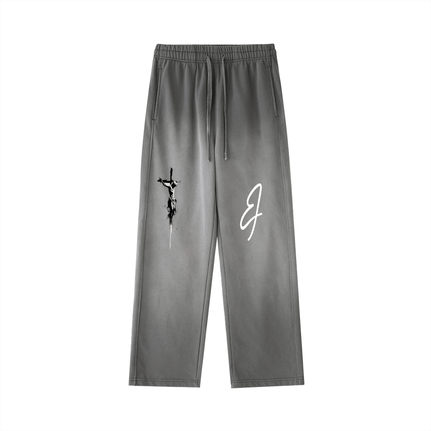 Vintage Washed Gradient Straight-Leg Sweatpants