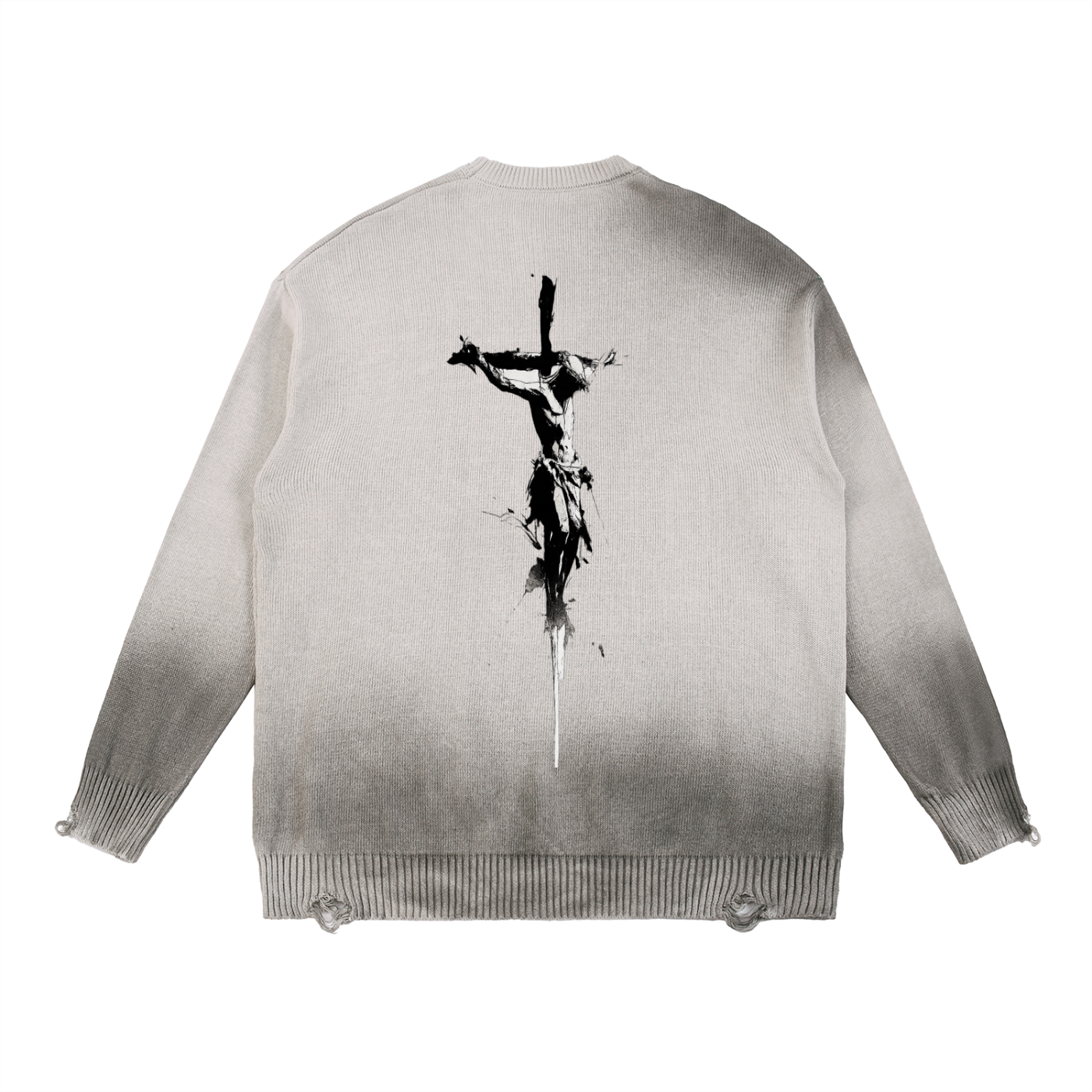 Sun Fade Distressed Ripped Crewneck sweater
