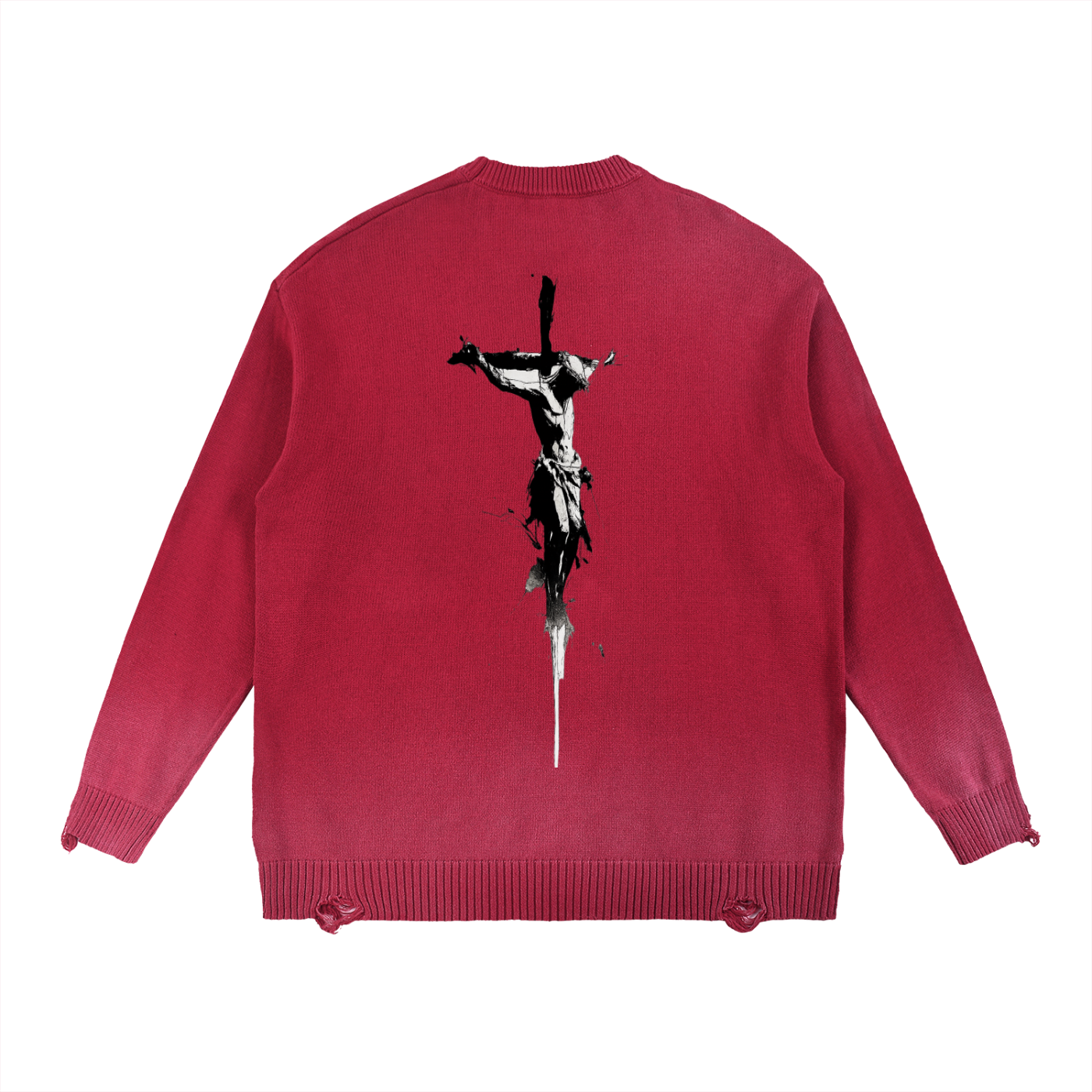 Sun Fade Distressed Ripped Crewneck sweater