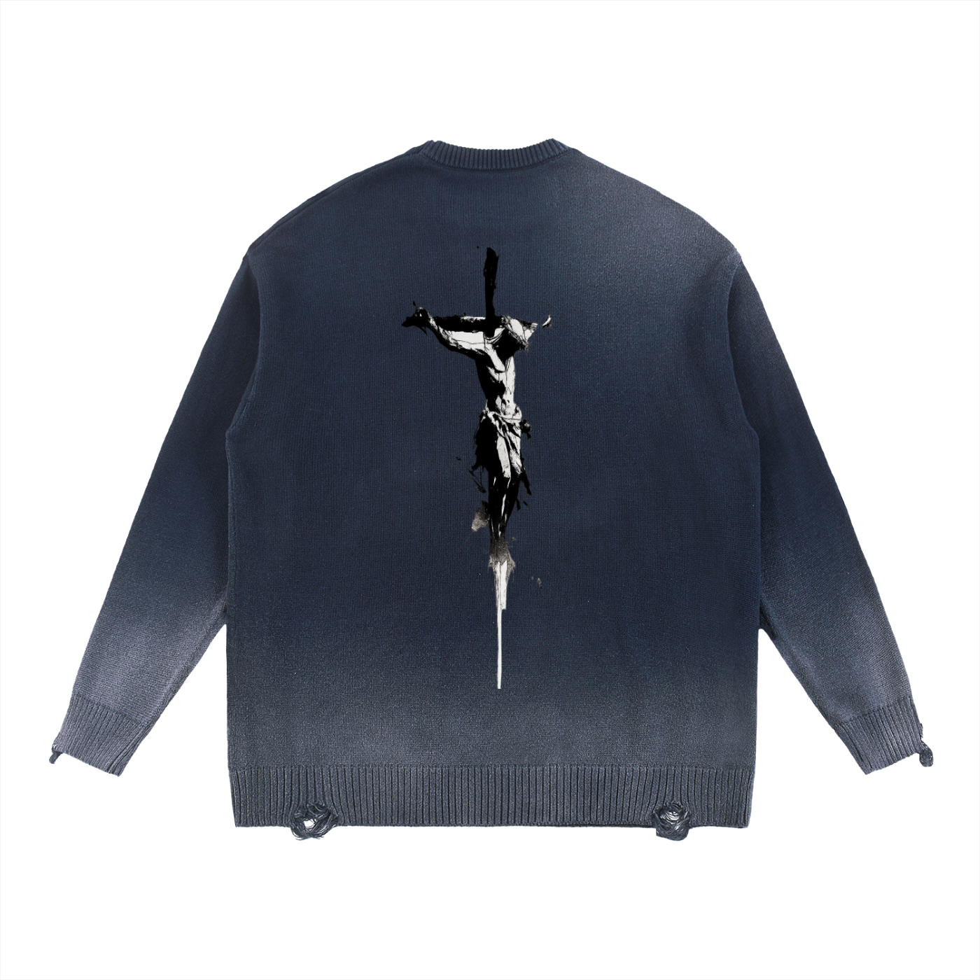 Sun Fade Distressed Ripped Crewneck sweater